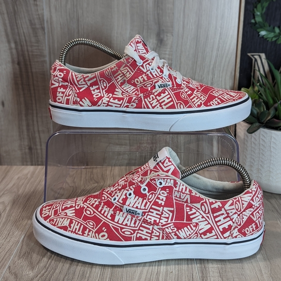 Vans Other - Vans Youth OTW Repeat Print Red White Skate Sneakers All Over Logo